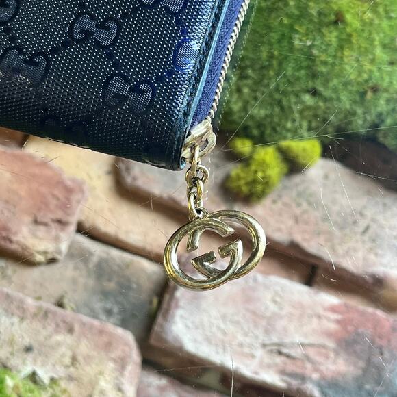 GUCCI GG Imprime Wallet Blue Canvas Wallet - Picture 11 of 13